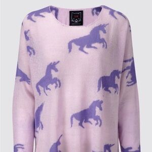 Drop dead clothing Lavender Unicorn Pattern Sweater SM